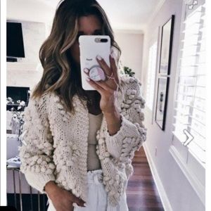 Chunky Knit Pom Heart Cardigan